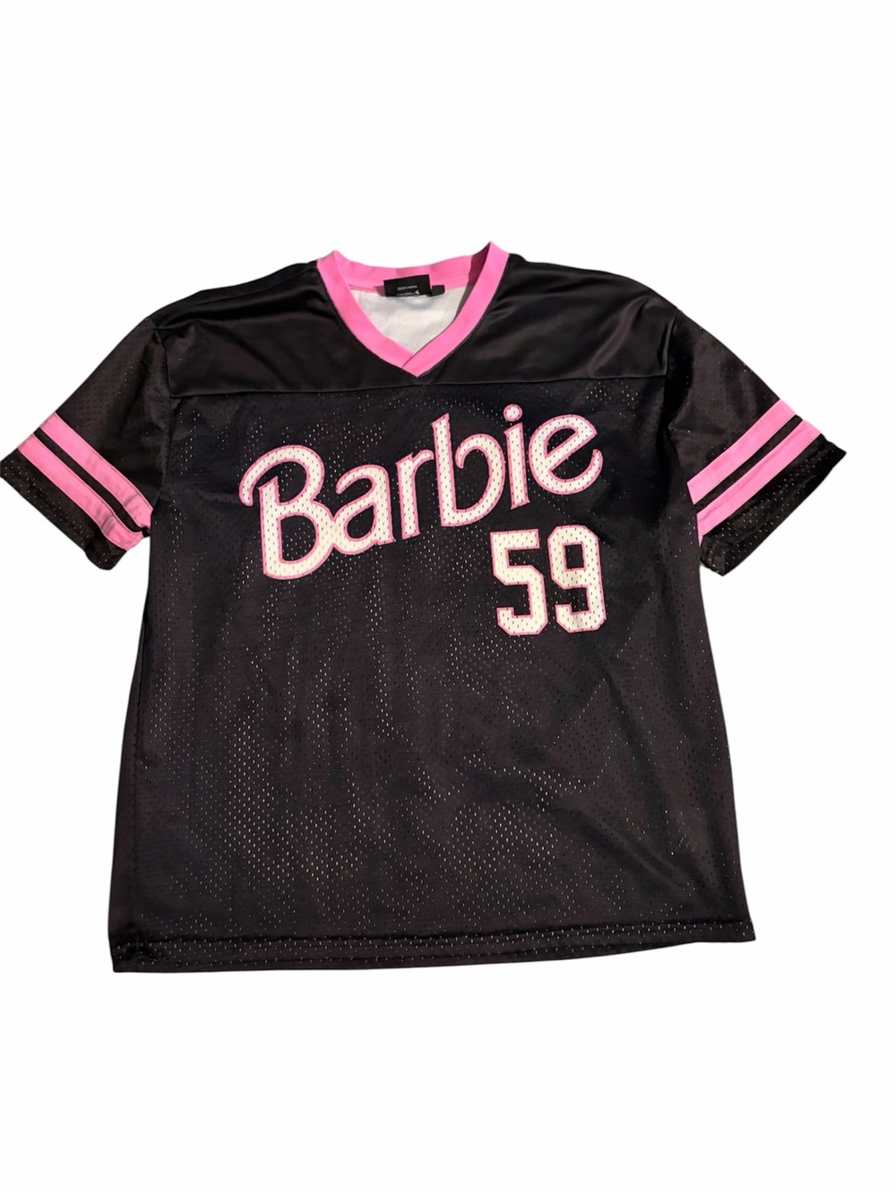 Barbie #59 Black Pink Mesh Football Jersey Graphic Top Small